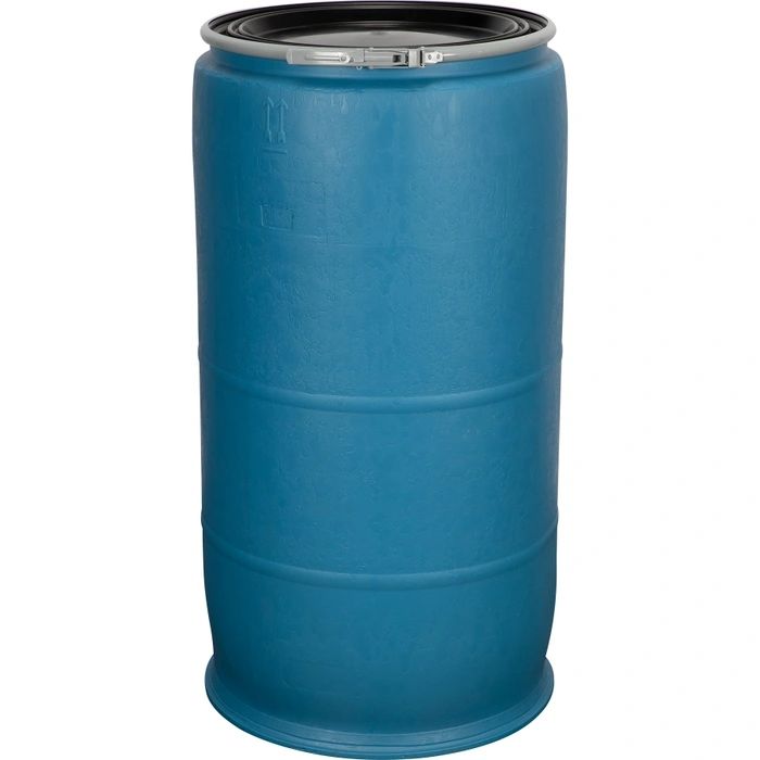 77 Gallon Plastic Barrel Open Top + Locking Lid New, manufactured